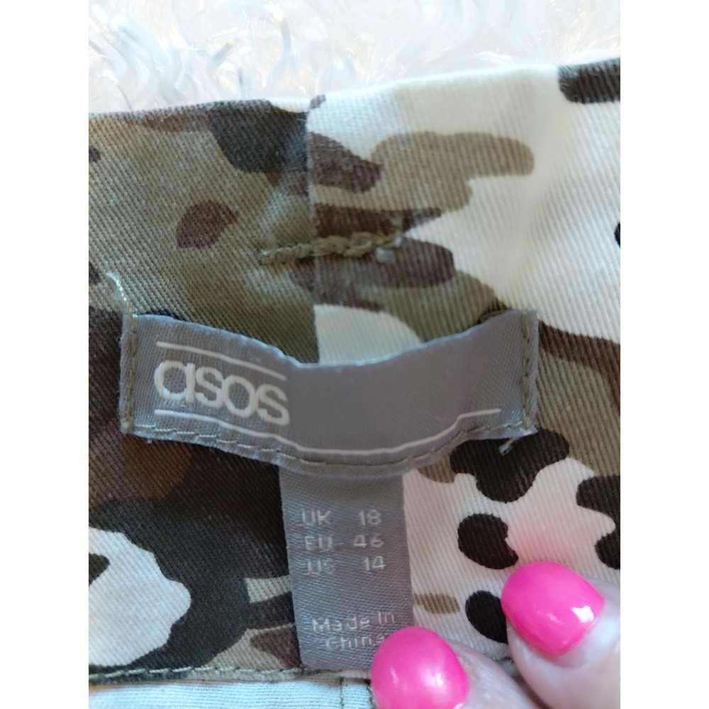 Y2K Asos Camo Pants Wide Streetwear Skater Size 14 Womens Military Utility - Picture 6 of 11